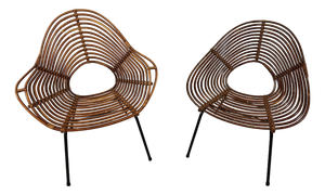 Rattan Easy Chairs attributed to Rohé Noordwolde Netherlands 1960s, Set of 2