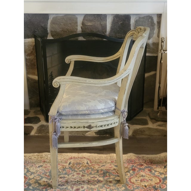 Mid 20th Century French Vintage Louis XVI Revival Grey Painted Armchair With Wedgwood-Style Medallions For Sale - Image 5 of 11