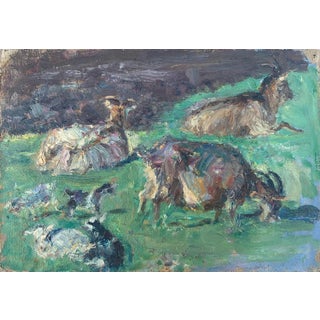 Rural Landscape Painting Original Art Ukrainian Artist Sokolovsky G. 1970s For Sale