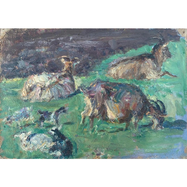 Rural Landscape Painting Original Art Ukrainian Artist Sokolovsky G. 1970s For Sale