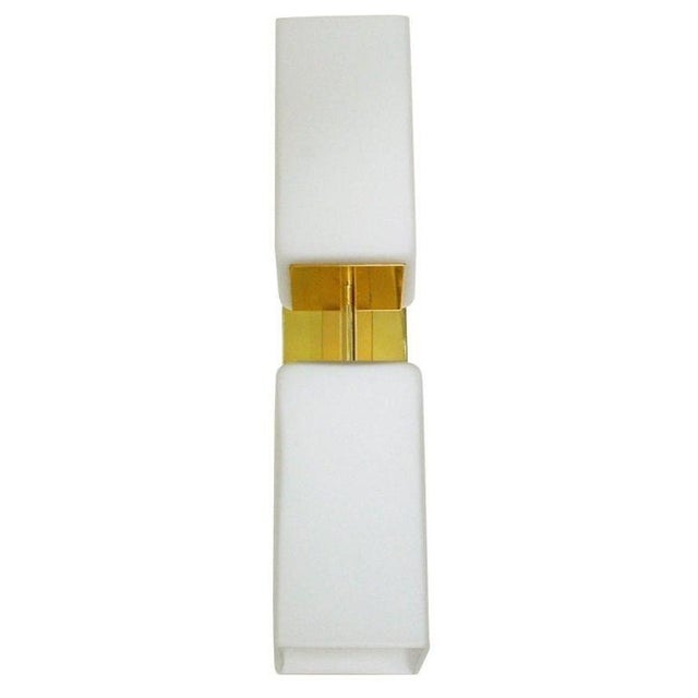 1990s Modern Frosted White Murano Glass & Brass Sconces - Set of Eight For Sale - Image 4 of 7