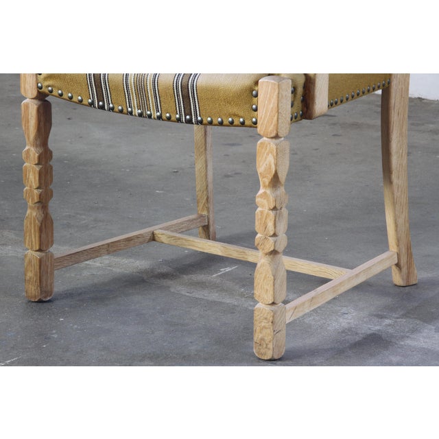 Vintage Danish Oak Brutalist Armchair in the style of Henning Kjærnulf, 1960s For Sale - Image 16 of 18
