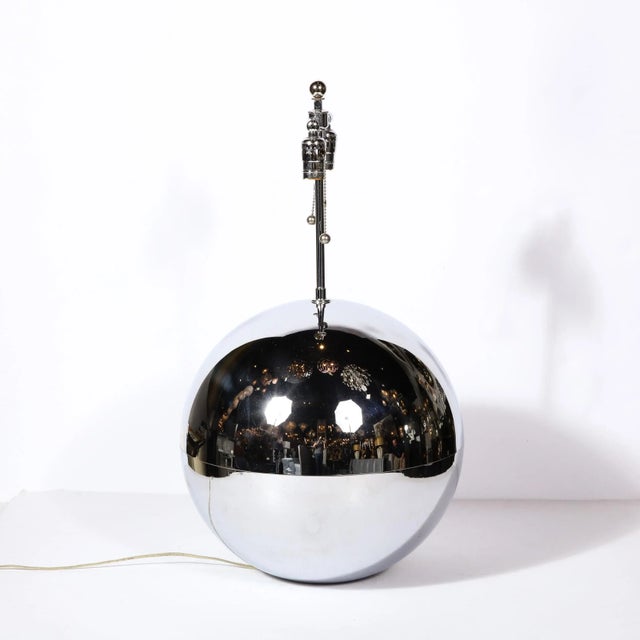 Mid-Century "Ball" Table Lamp in Chrome in the Style of Karl Springer For Sale - Image 10 of 11