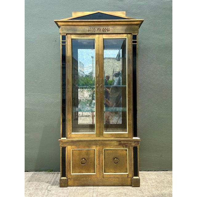 Vintage Mastercraft Brass Pediment Cabinet For Sale - Image 14 of 18