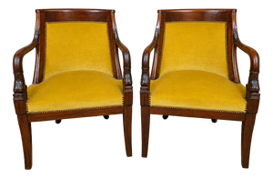 Empire Style Mahogany Armchairs with Dolphin Motifs, 1800s, Set of 2