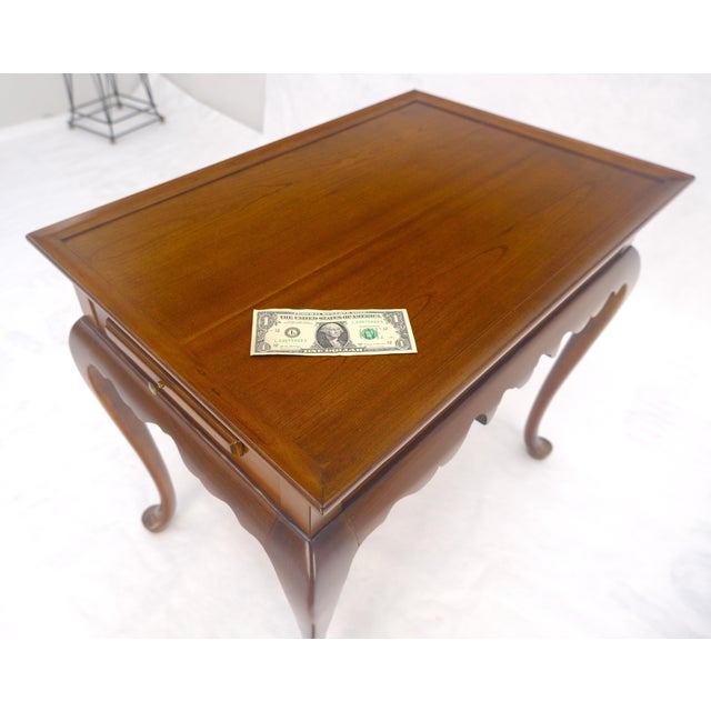 Queen Ann Solid Mahogany Pull Out Trays Gallery Top Side End Table MINT For Sale - Image 9 of 9