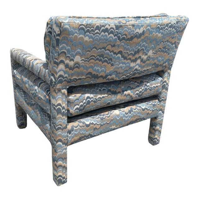 Textile 1970s Vintage Milo Baughman Style Upholstered Parsons Chairs For Sale - Image 7 of 8