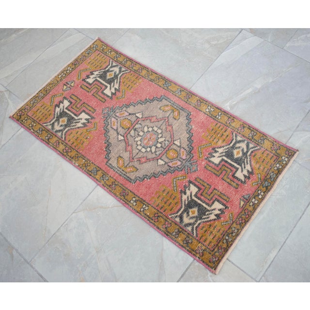 Turkish 1970s Hand Knotted Turkish Runner - 1'7" X 3'1" For Sale - Image 3 of 8