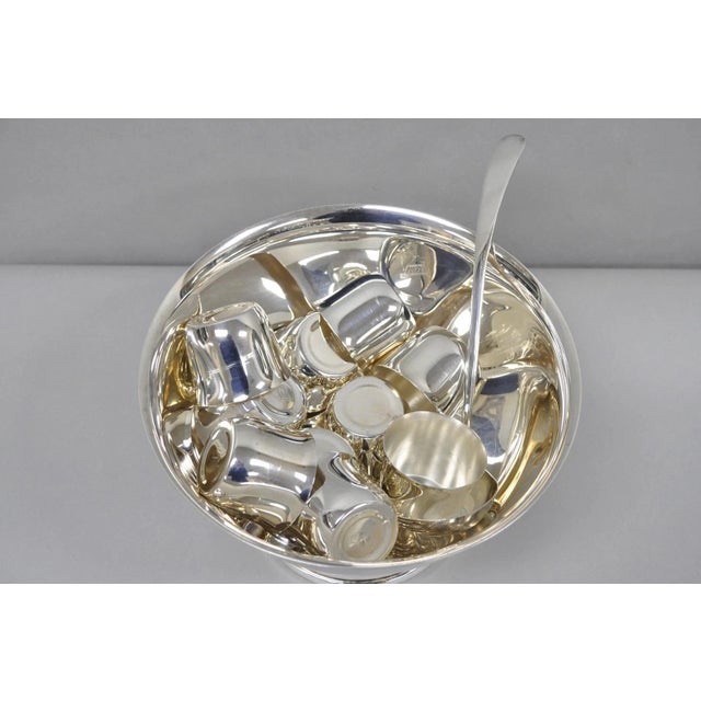 Vintage Sheridan Mid Century Modern Silver Plated Punch Bowl Set W/ 10 Cups For Sale - Image 13 of 14