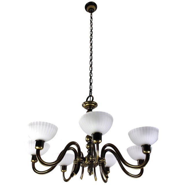 Seven-Light Chandelier by Hugo Gorge for Eduard Schmelz, 1930s For Sale
