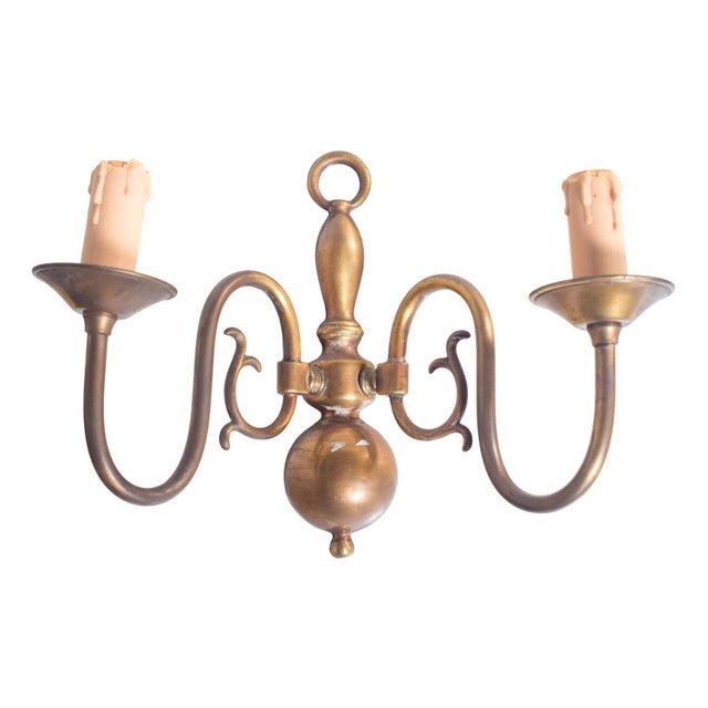 Two-Arm Wall Light in Brass, 1920 For Sale - Image 11 of 11