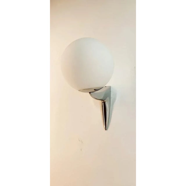 Wall Light in Chromed Brass with Satin White Sphere For Sale - Image 9 of 13