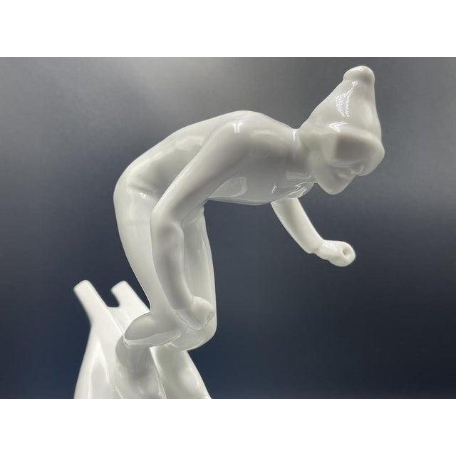 Vintage Slalom Skier Figure in Porcelain from Royal Dux, 1950s For Sale - Image 4 of 14