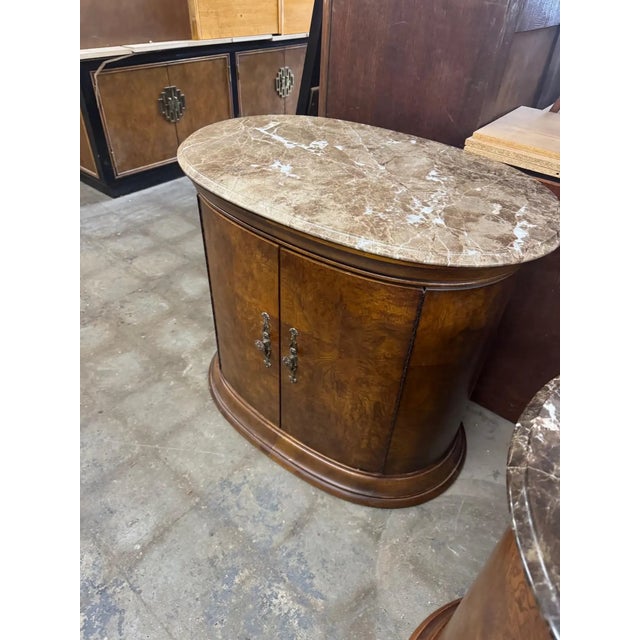 THOMASVILLE FURNITURE Elysee Collection French Contemporary Wood 35" Oval Accent Storage End Table w. Marble Top 27111-825...