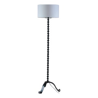 Brutalist Floor Lamp in Twisted Black Metal, 1930s For Sale