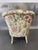 Traditional Botanical Floral Tufted Armchair With Nailhead Trim & Casters For Sale - Image 9 of 12