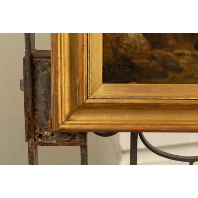 English 1880s Oil on Canvas Painting of a Boy with His Dog in Antique Gilt Frame For Sale - Image 10 of 12