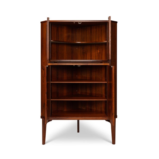 Mid-Century Modern Vintage Danish Mid-Century Rosewood Corner Bar Cabinet For Sale - Image 3 of 12