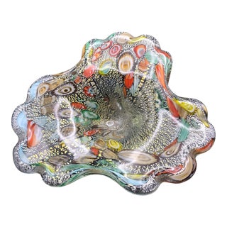Late 20th Century Murano Hand Blown Millifiori Shallow Bowl For Sale