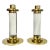 Pair of Lucite and Brass Column Candle Holders in the Style of Karl Springer For Sale