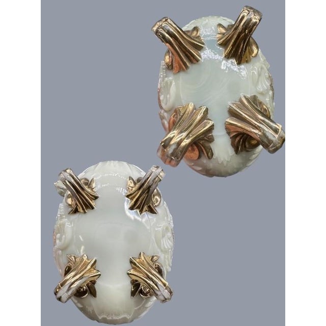 Cream Northwood Chrysanthemum Sprig Custard Glass-Uranium Glow-Berry Bowl Set-Antique For Sale - Image 8 of 12