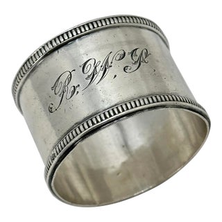 Big & Heavy Antique 950 High Grade Sterling Silver Napkin Ring by Paris France Maker Victor Bolvin - Circa 1900 For Sale