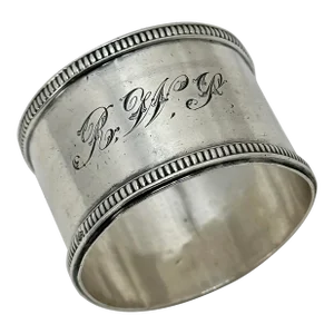Big & Heavy Antique 950 High Grade Sterling Silver Napkin Ring by Paris France Maker Victor Bolvin - Circa 1900