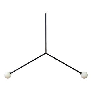 Y Pendant Medium, Black, 50in H, 3 Inch Glass Globes, by Research.Lighting, Modern, Minimal Hanging Light For Sale