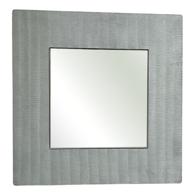Etched Aluminum Mirror by Lorenzo Burchiellaro, 1970s For Sale
