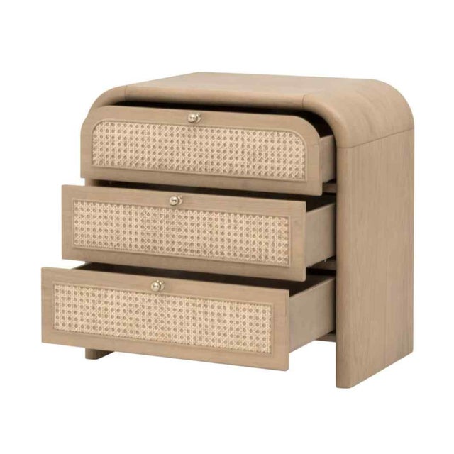 Transitional Cannes Three Drawers Wood Nightstand by Essentials for Living For Sale - Image 3 of 11