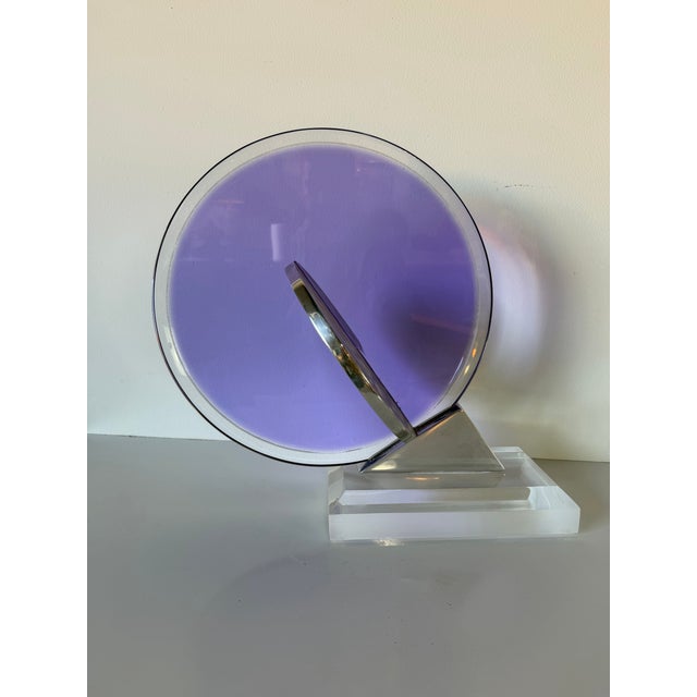 1990's Vintage Postmodern Geometric Abstract Lucite & Stainless Steel Table Sculpture, Signed For Sale - Image 11 of 12