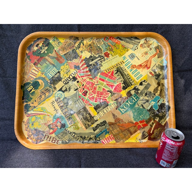 Vintage Handmade Wood Decoupage Denmark Travel Tray For Sale - Image 10 of 14