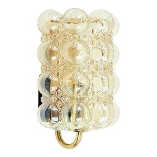 1960s 1 of 3 Mid-Century Amber Bubble Glass Wall Lights by Helena Tynell for Limburg For Sale