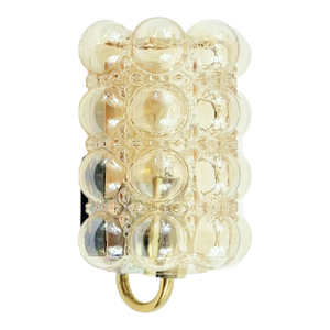 1960s 1 of 3 Mid-Century Amber Bubble Glass Wall Lights by Helena Tynell for Limburg