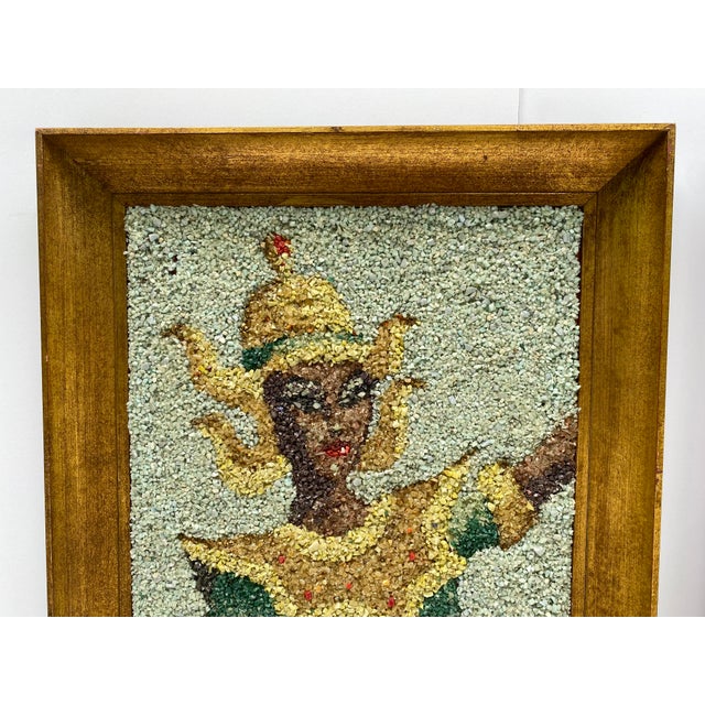 Yellow Pair of Framed Colorful Thai Dancing Figures For Sale - Image 8 of 12