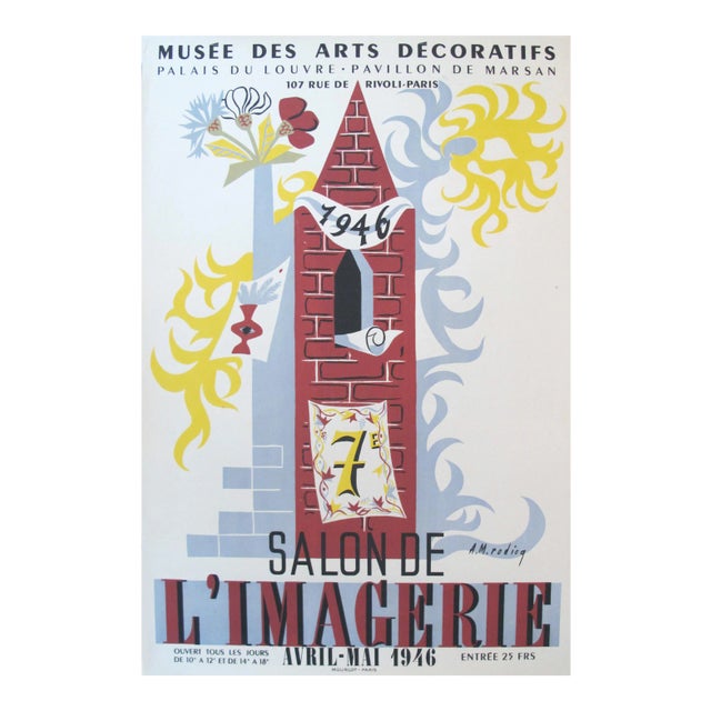 1946 Vintage Salon de l'Imagerie French Exhibition Poster For Sale