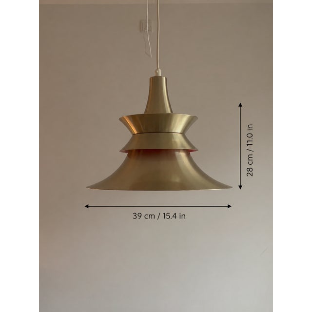 Copper Pendant Lamp attributed to Bent Nordsted for Lyskær, 1970s For Sale - Image 8 of 10