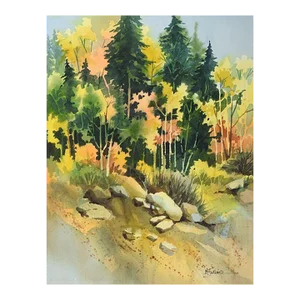 Vintage Colorado Landscape Watercolor Painting