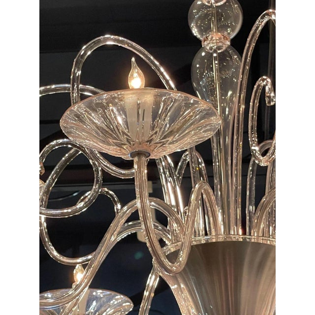 Pink Modern Pink Murano Glass Chandelier With 8 Lights For Sale - Image 8 of 11