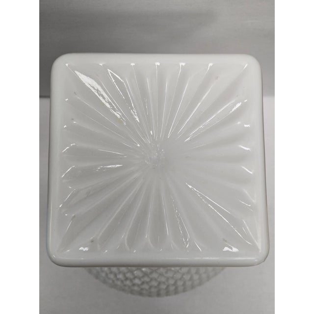 Westmorland Vintage MCM Westmoreland English Hobnail Ivy Rose Bowl White Milk Glass Pedestal For Sale - Image 4 of 4