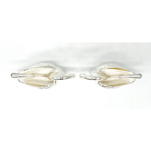 Venetian Italian Silver Plated Swan Salt Cellars With Tray & Spoons — Hollywood Regency, Mid-Century Silverplate For Sale - Image 15 of 16