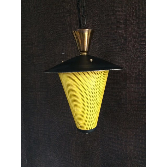 Mid-Century Modern French Lantern Pendant Lamp in the Style of Mathieu Mategot, 1950s For Sale - Image 3 of 13