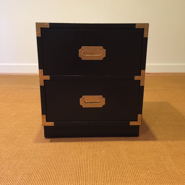 Black 1970s Campaign Bernhardt Black Side Table For Sale - Image 8 of 8