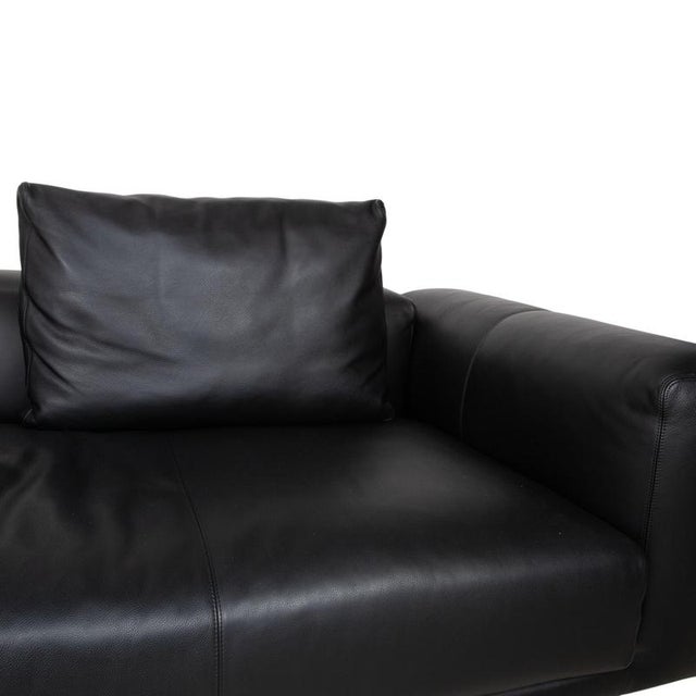 Black Moss Leather Three-Seater Sofa with Ottoman from COR, Set of 2 For Sale - Image 8 of 18