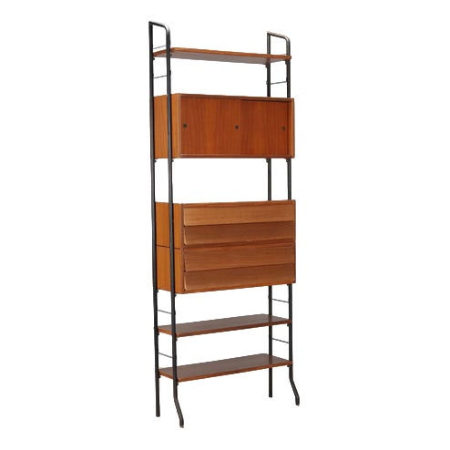 Vintage Bookcase in Mahogany Veneer, Italy, 1960s For Sale