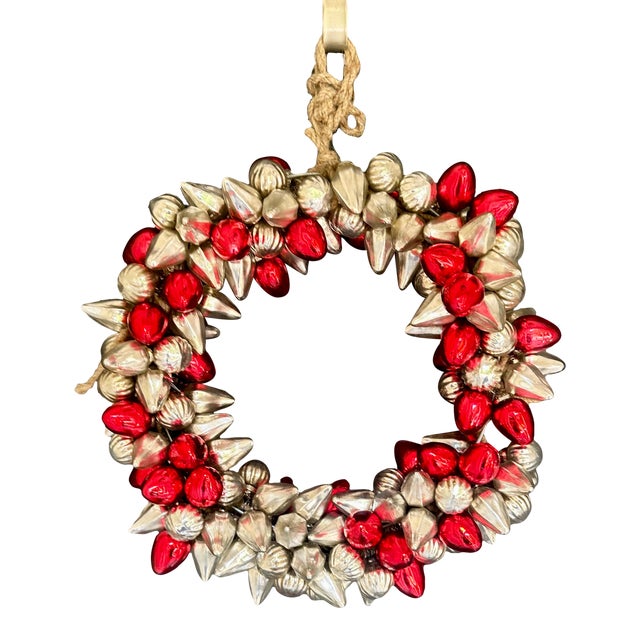 Red and Silver Small Ornament Wreath For Sale