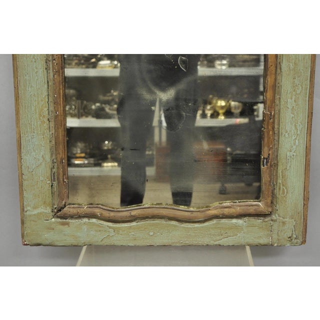 Green 18th C French Louis XV Baroque Style Green Distress Painted Trumeau Wall Mirror For Sale - Image 8 of 18