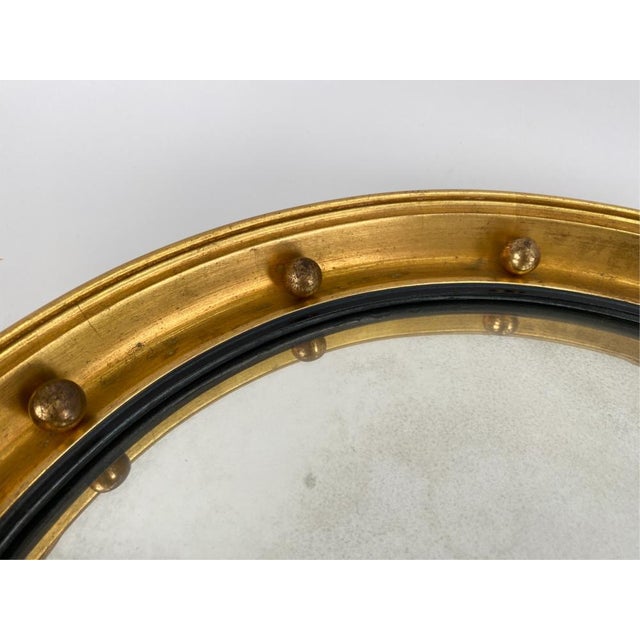 Vintage Giltwood Regency Style Convex Bullseye Mirror For Sale - Image 4 of 6
