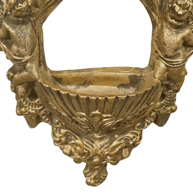 1978 Italian Gilt Chalkware Putti Wall Pocket, Baroque Revival For Sale In San Francisco - Image 6 of 12