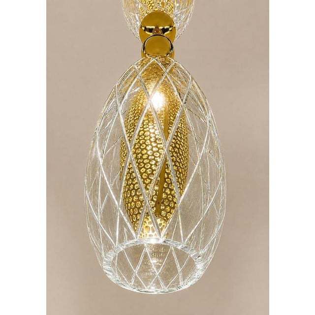 Contemporary Jil Pendant Lamp in Crystal and Brass by Christophe Perichon For Sale - Image 3 of 6
